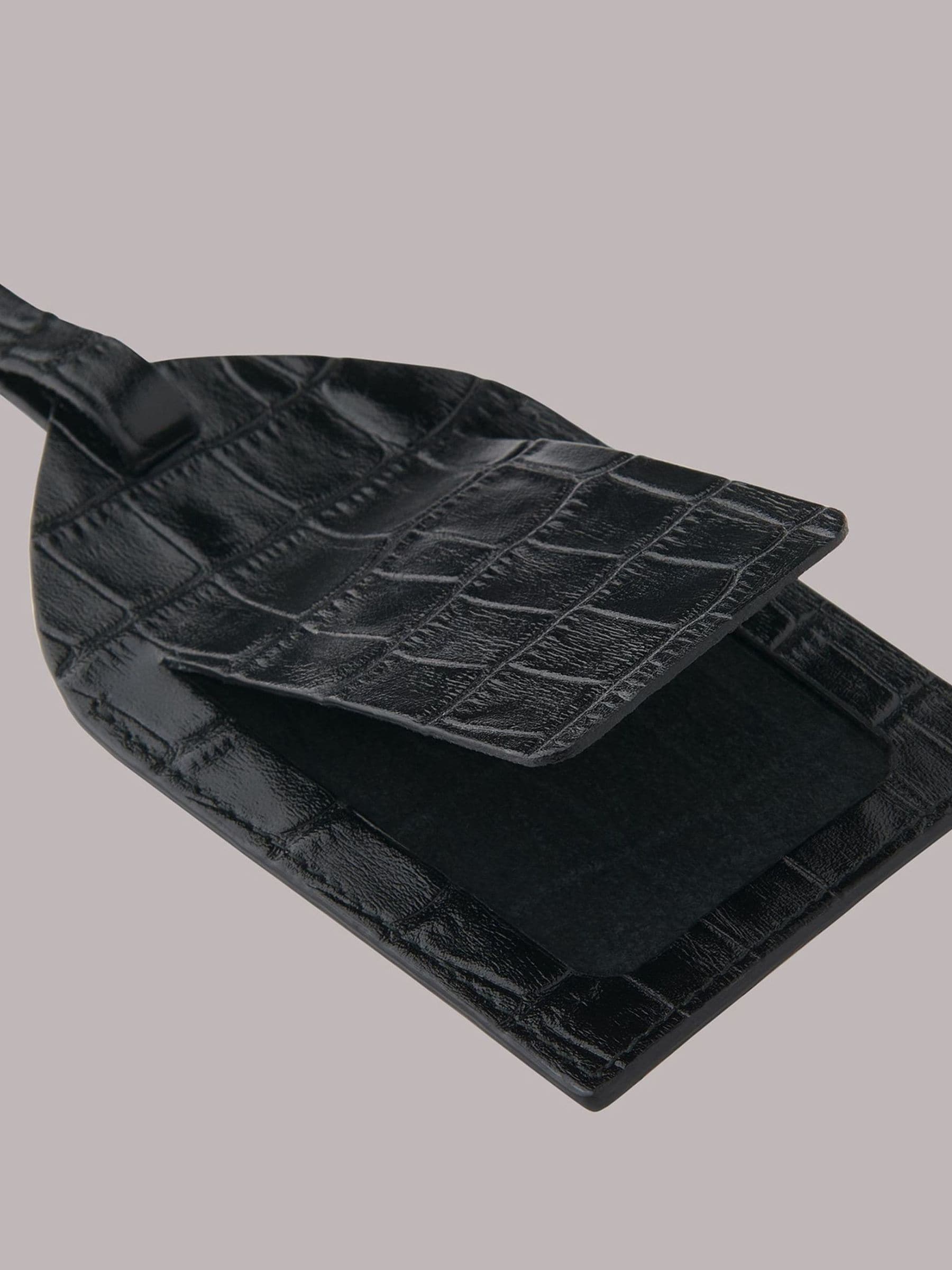 Whistles black shiny croc effect luggage tag purse, imported from the UK