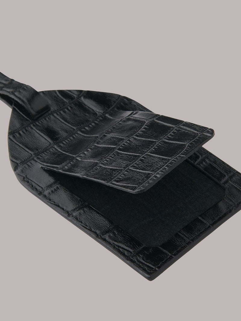 Whistles black shiny croc effect luggage tag purse, imported from the UK