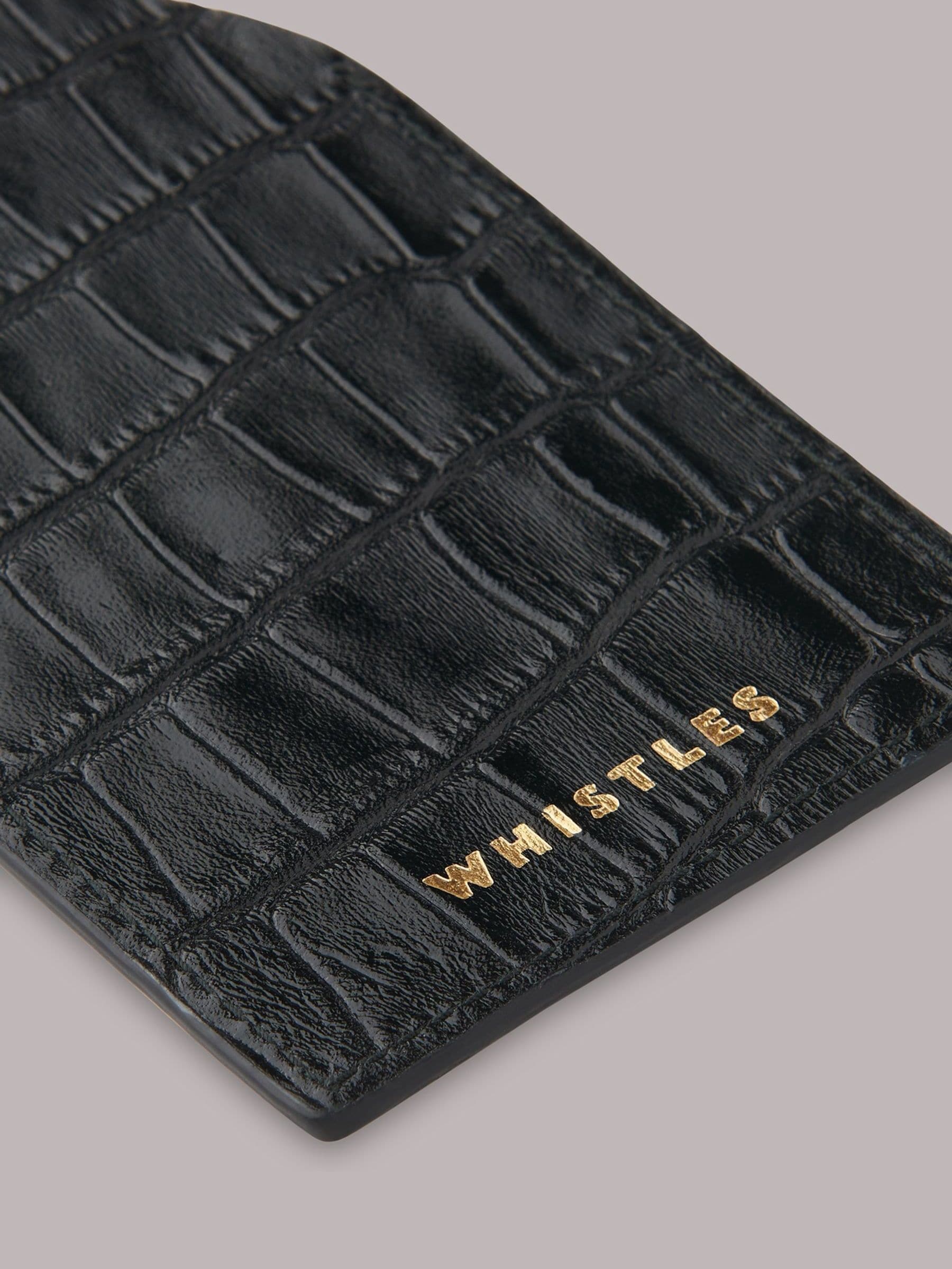 Whistles black shiny croc effect luggage tag purse, imported from the UK