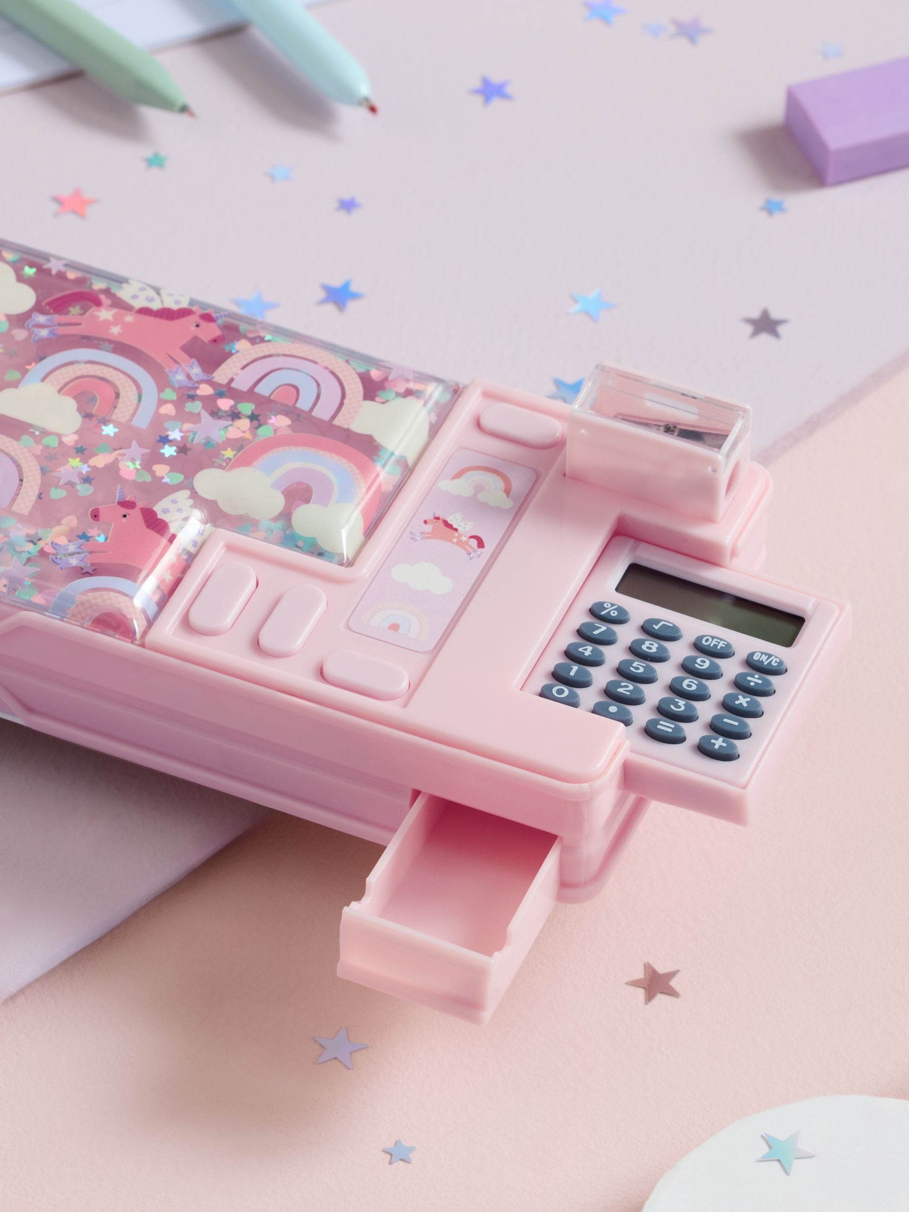 pink unicorn pop out pencil case, imported from the UK