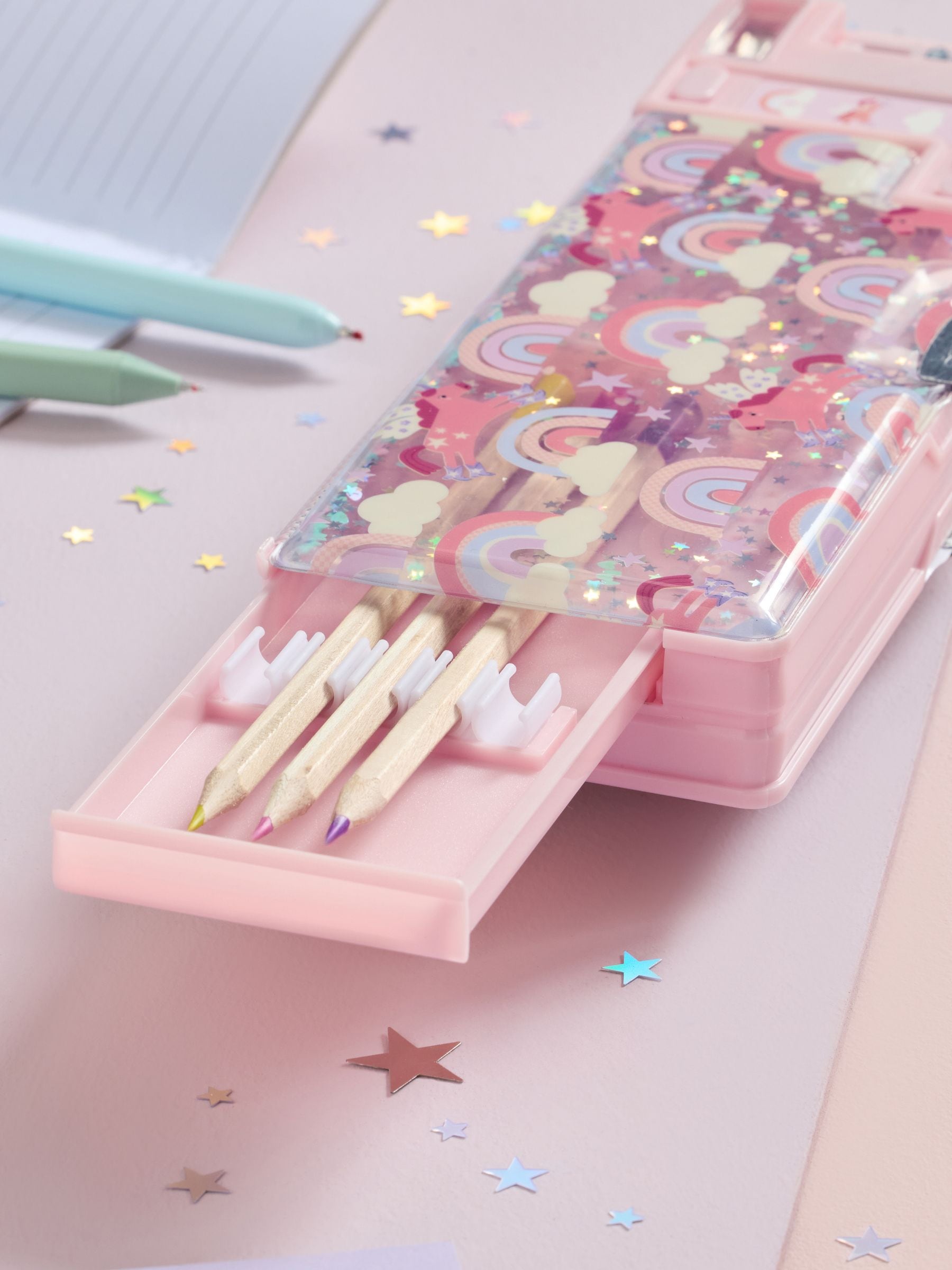 pink unicorn pop out pencil case, imported from the UK