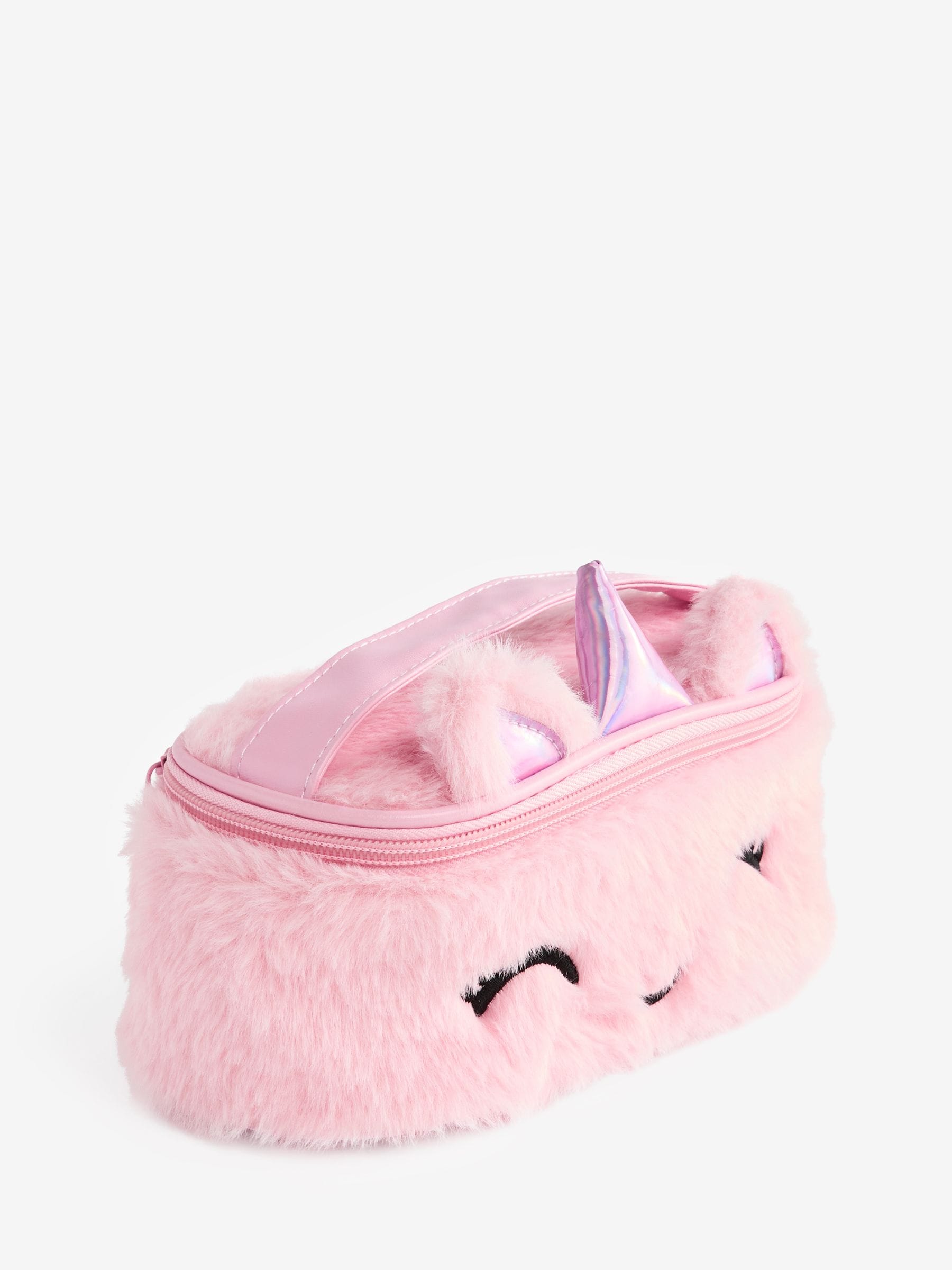 Soft fluffy unicorn pencil case with highlighter set - British product