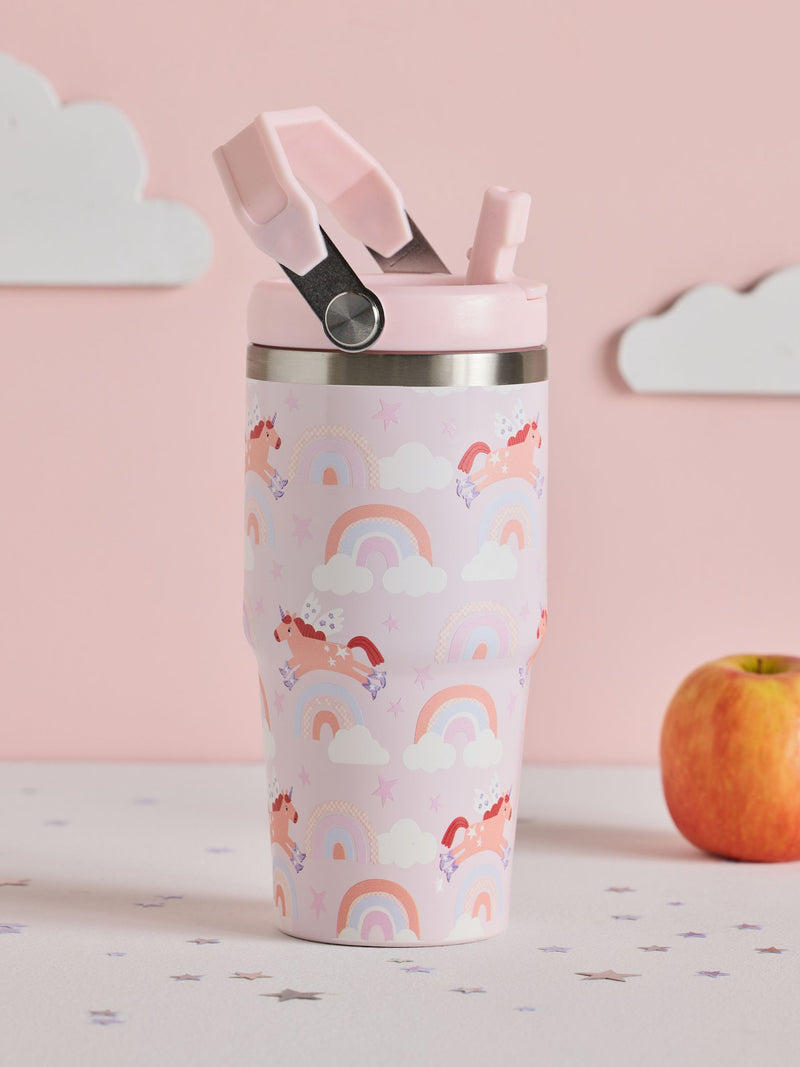 Pink Rodeo unicorn stainless steel water bottle 600ml, UK version
