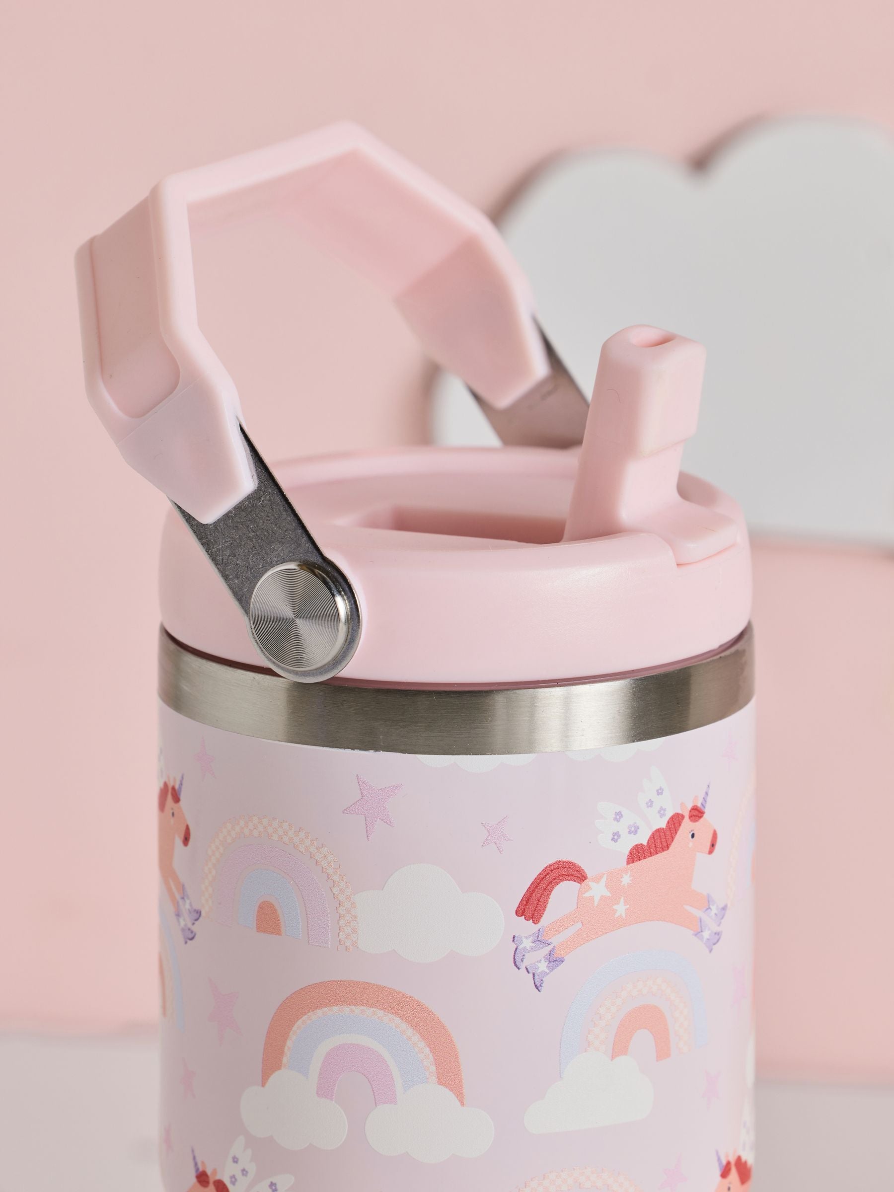 Pink Rodeo unicorn stainless steel water bottle 600ml, UK version
