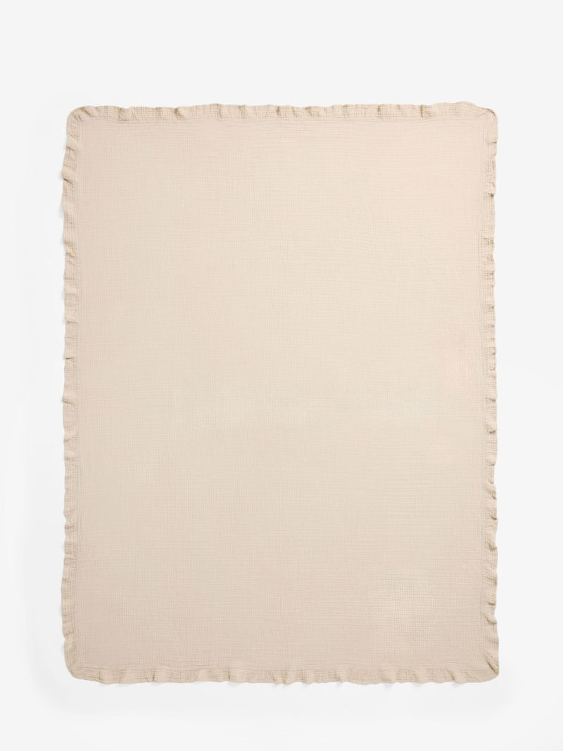Muslin frill throw in natural colour (British brand)