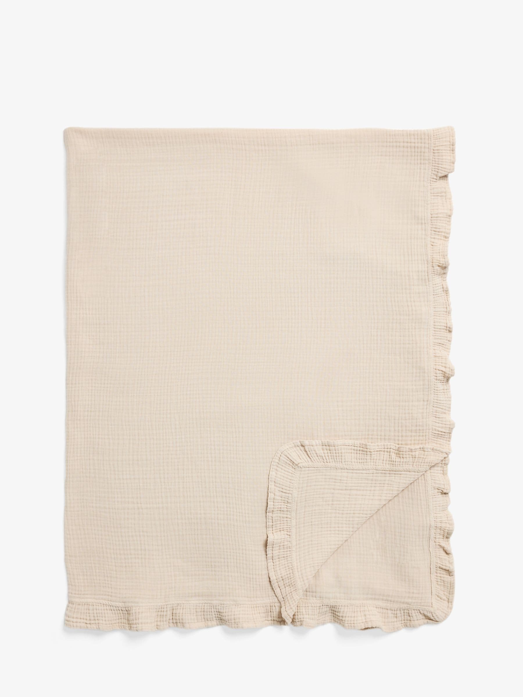 Muslin frill throw in natural colour (British brand)