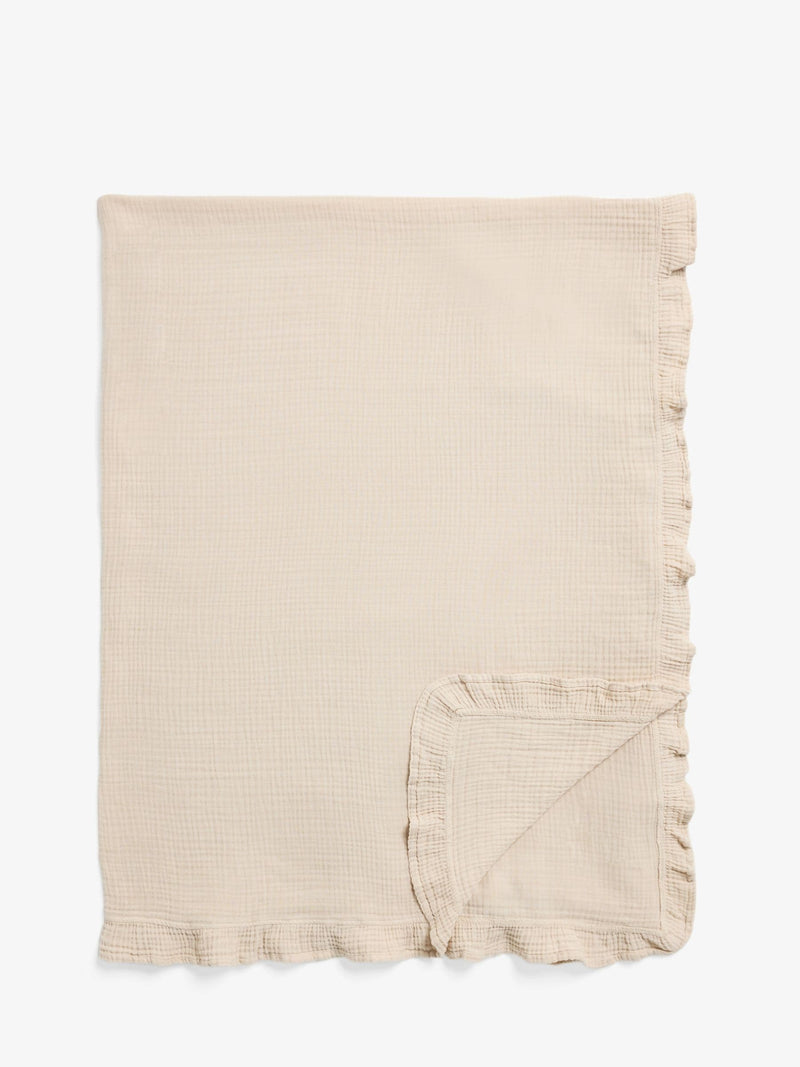Muslin frill throw in natural colour (British brand)