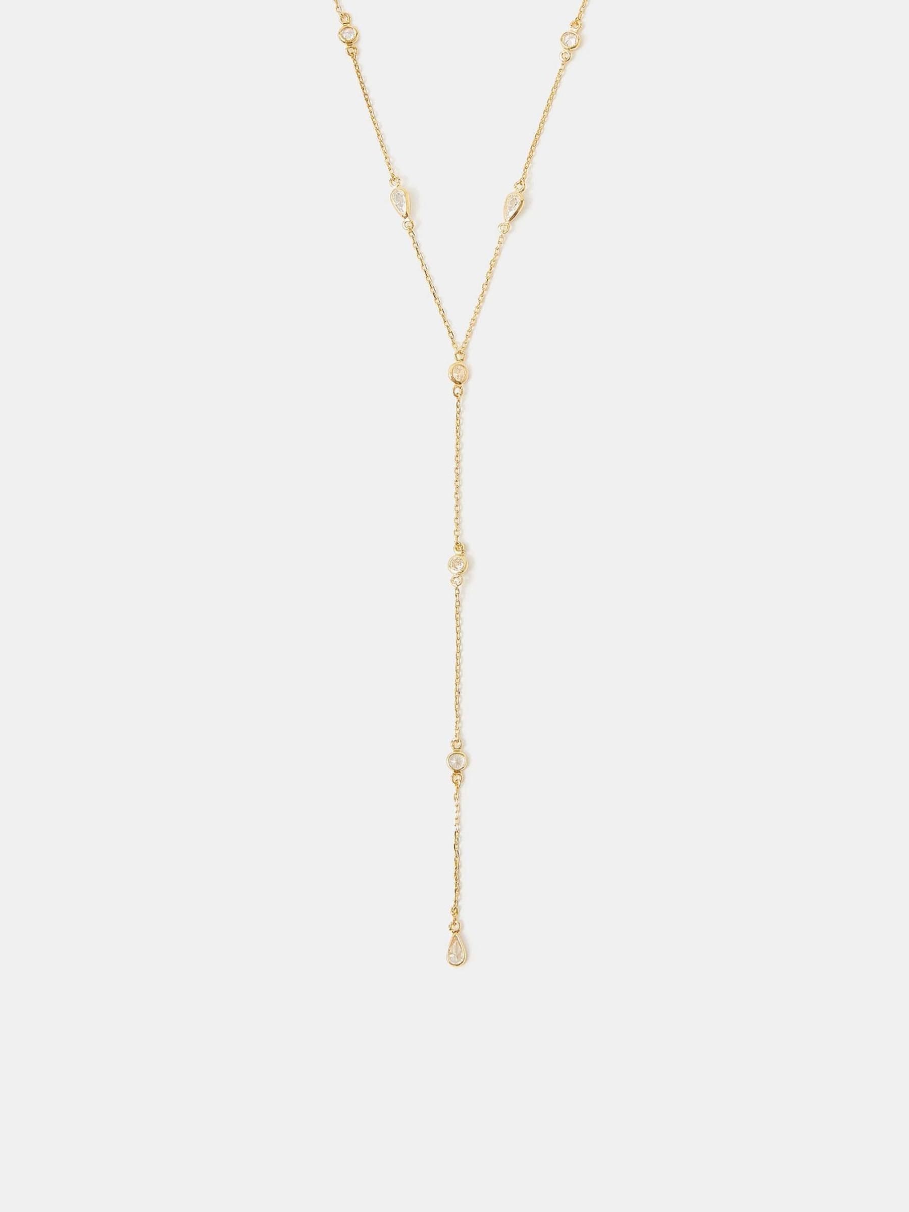 Accessorize Gold Tone 14ct Plated Diamanté Necklace - British product