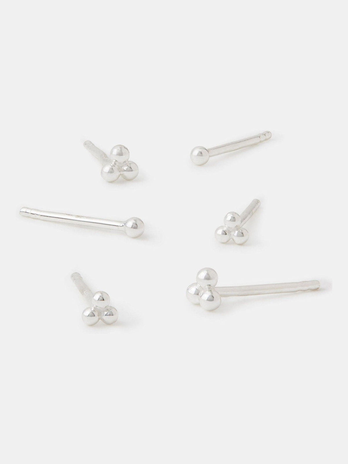 Accessorize sterling silver ball stud earrings, 3-pack - British product