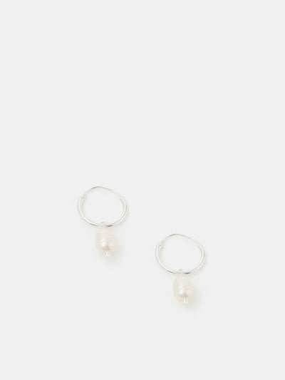 Next Accessorize 925 Sterling Silver Pearl Hoop Earrings- Buy online at McGrocer