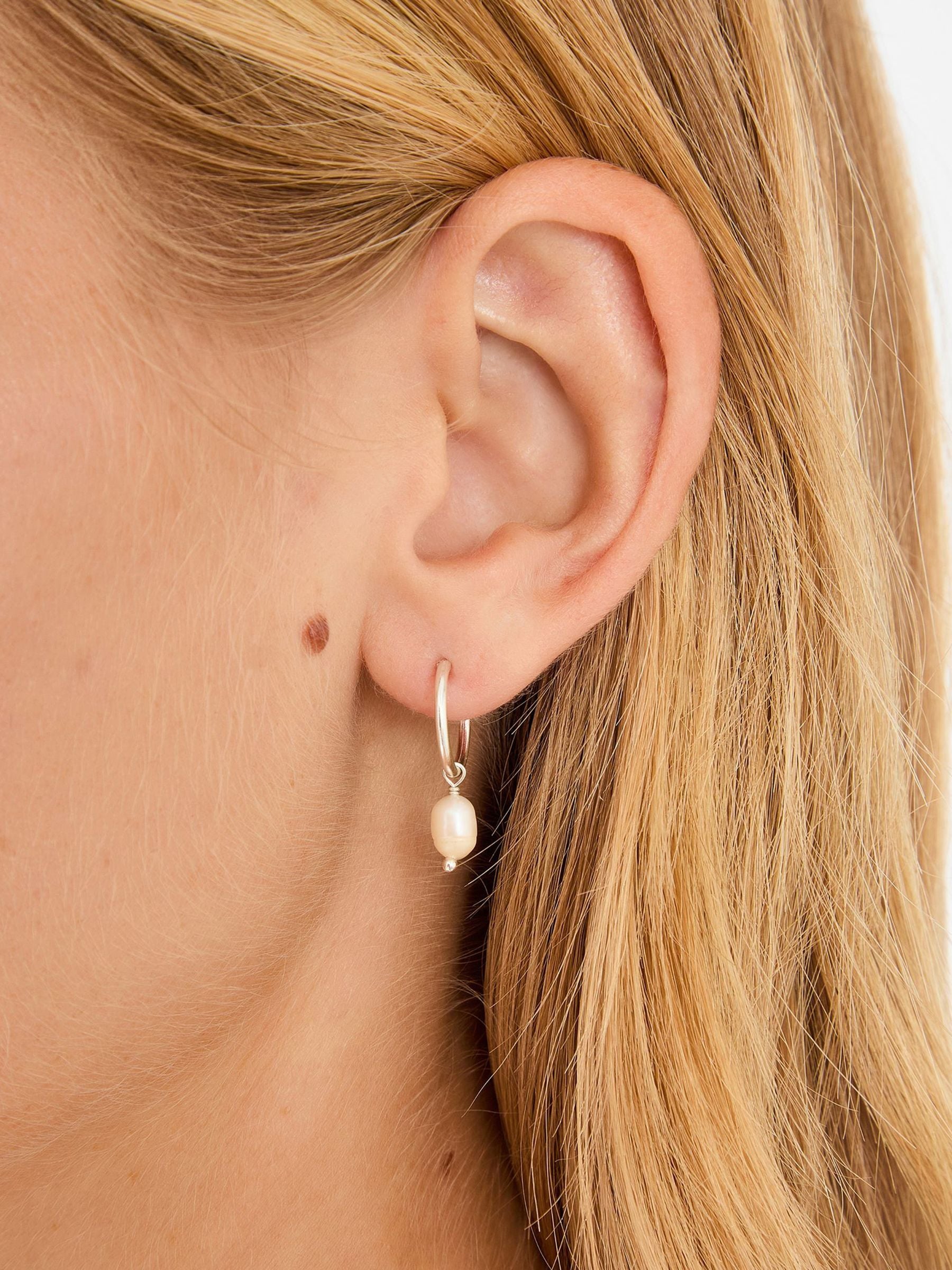 Accessorize sterling silver pearl hoop earrings - British product