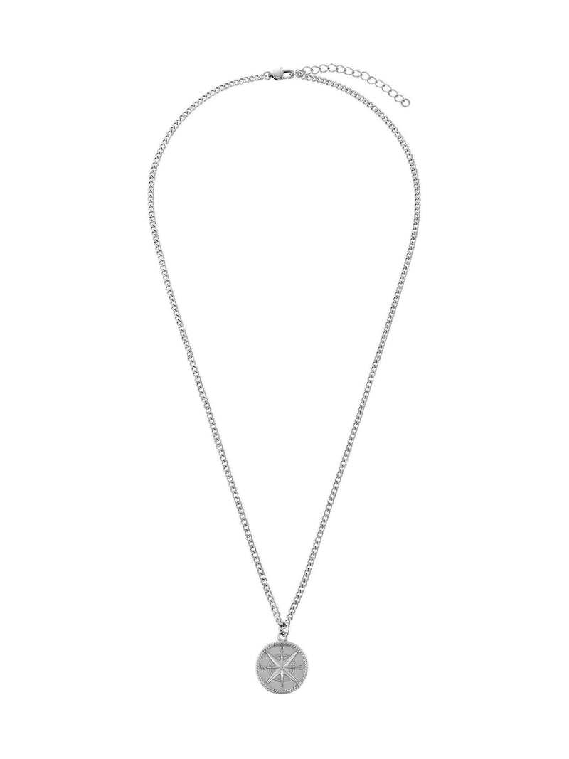 Beaverbrooks silver rhodium plated compass men's pendant 60cm - British product