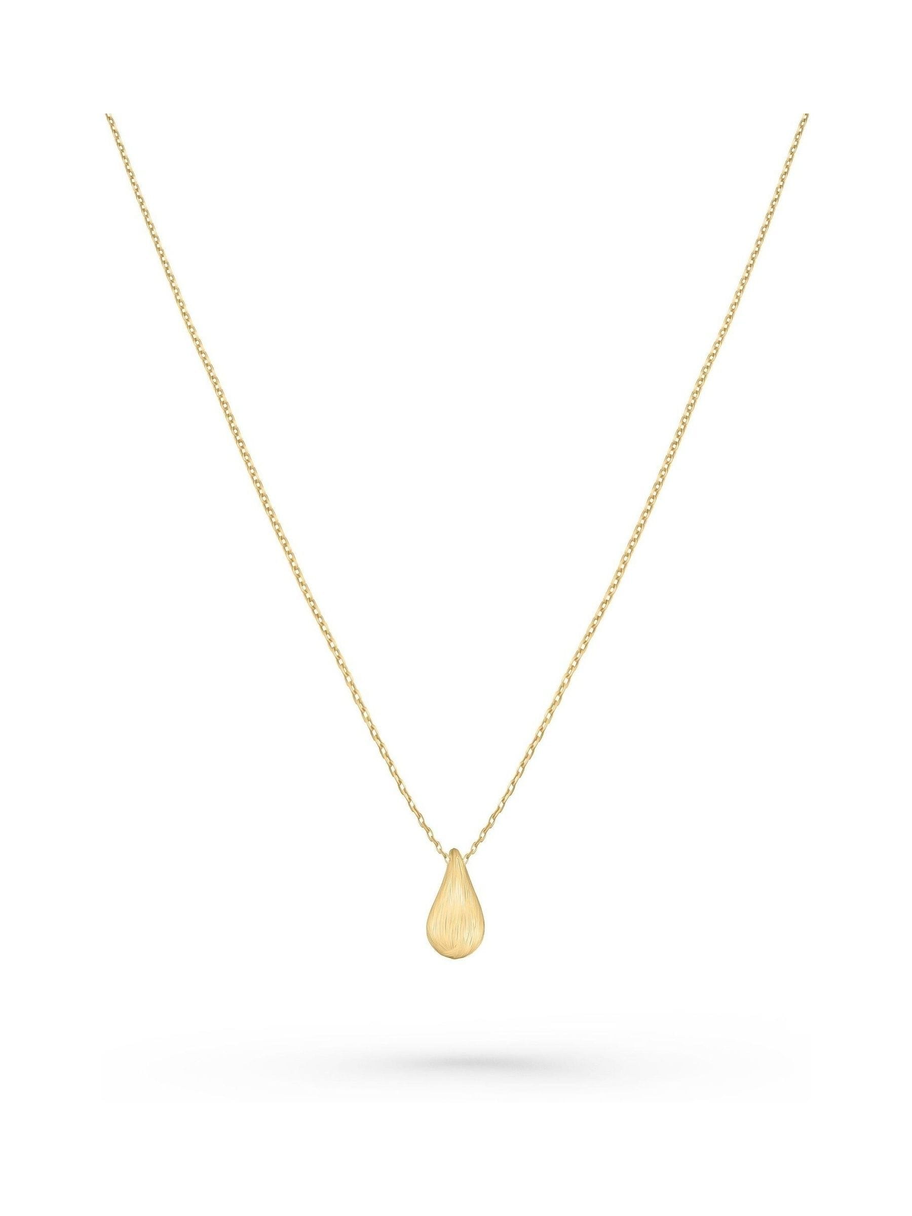 Beaverbrooks 9ct yellow gold etched teardrop necklace 45.7cm - British product