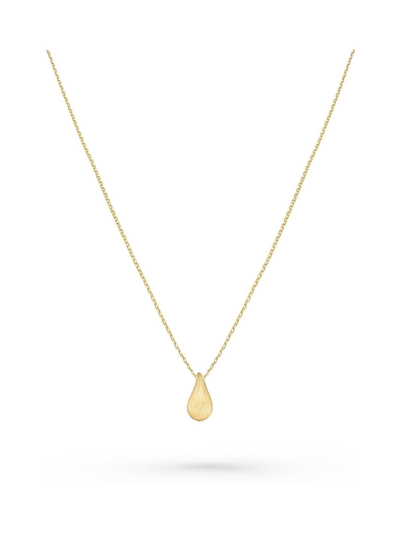 Beaverbrooks 9ct yellow gold etched teardrop necklace 45.7cm - British product