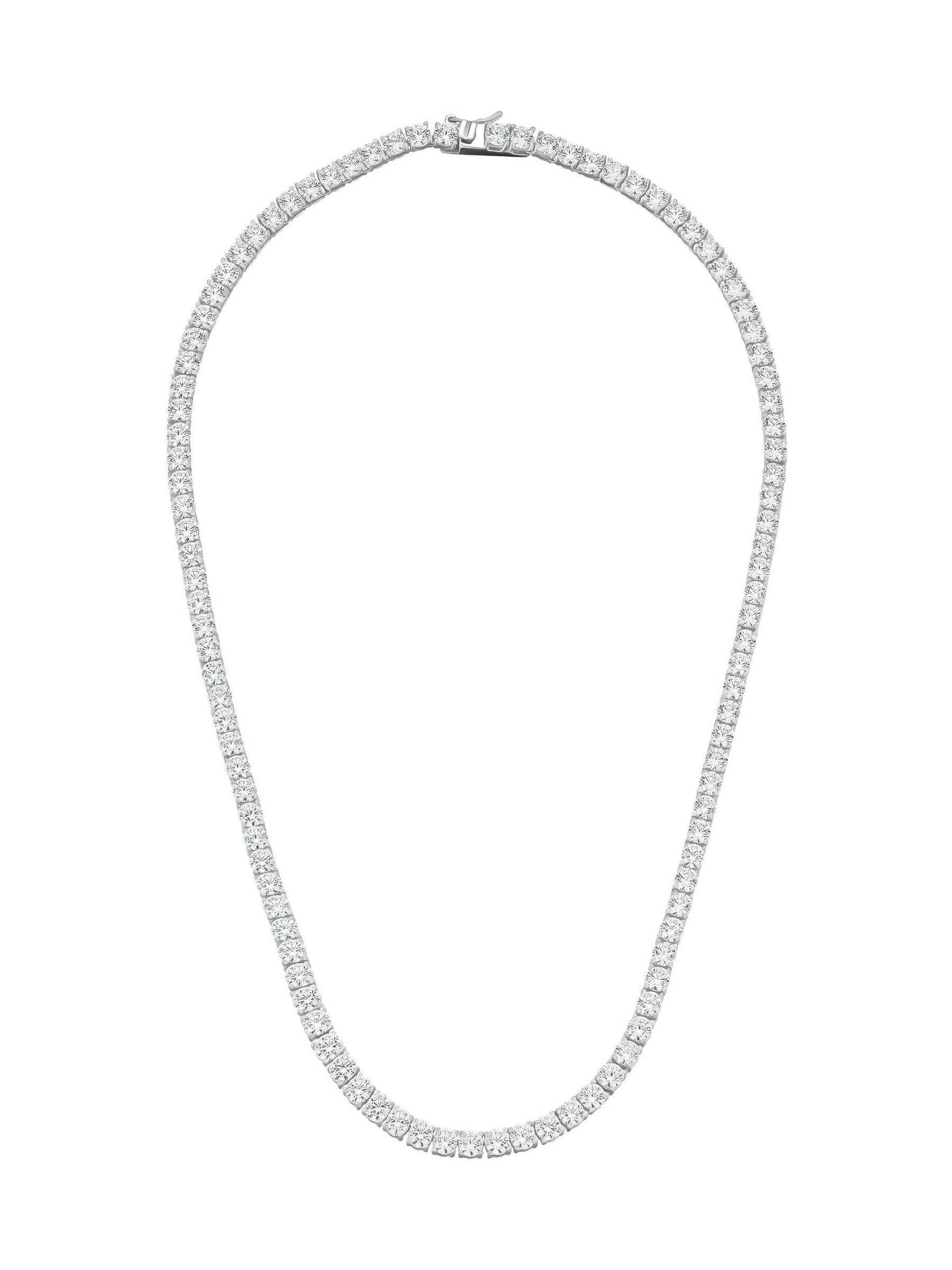 Rhodium Plated Silver Cubic Zirconia Tennis Necklace 40cm