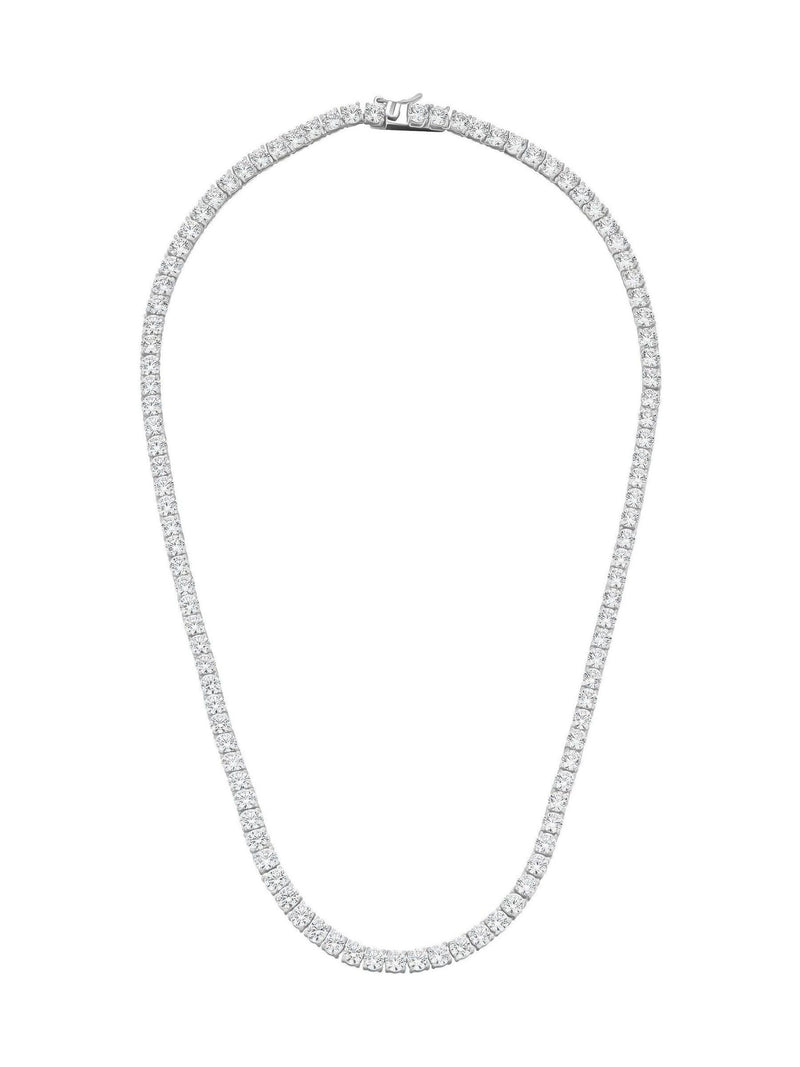 Rhodium Plated Silver Cubic Zirconia Tennis Necklace 40cm