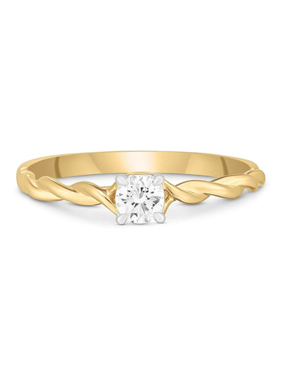 Anillo de compromiso solitario de oro amarillo de 18 quilates con diamante de 0.24 quilates.