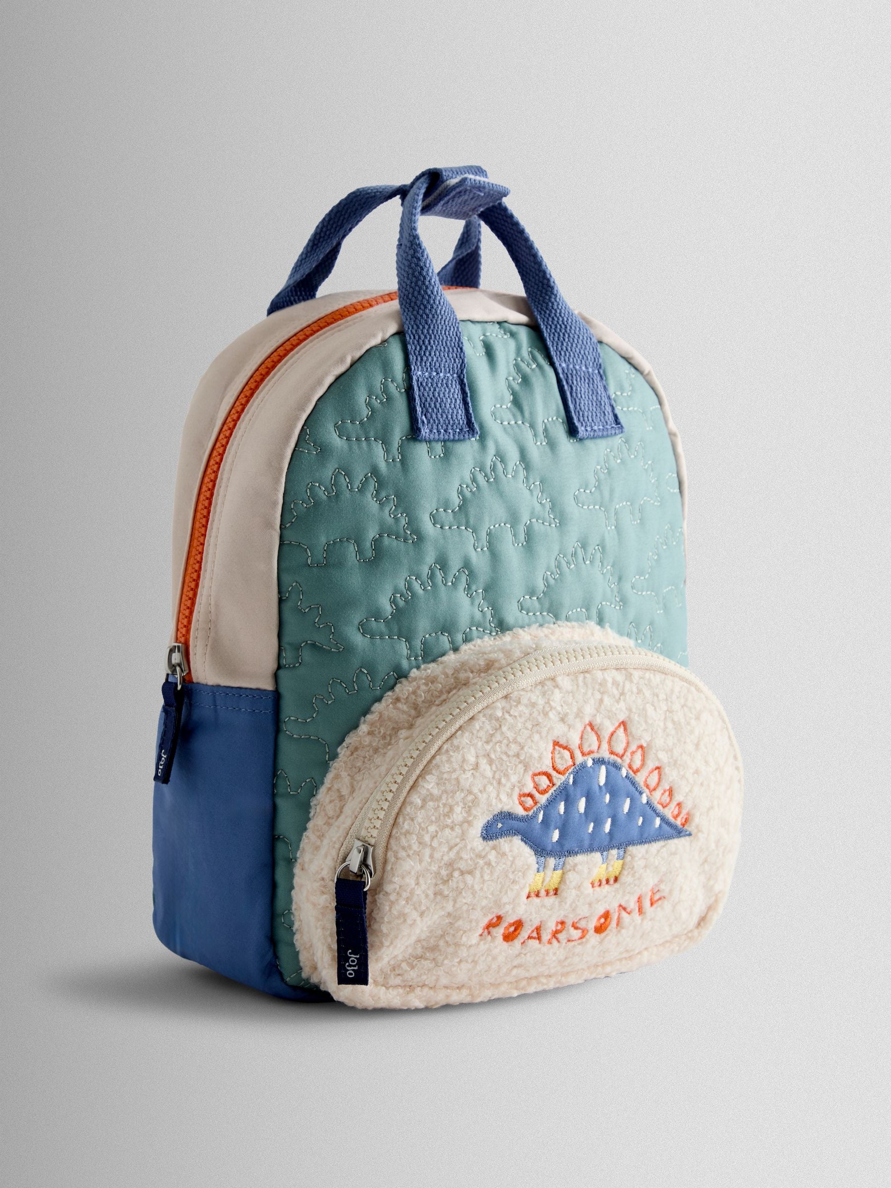 JoJo Maman Bébé green dino quilted backpack, imported from the UK