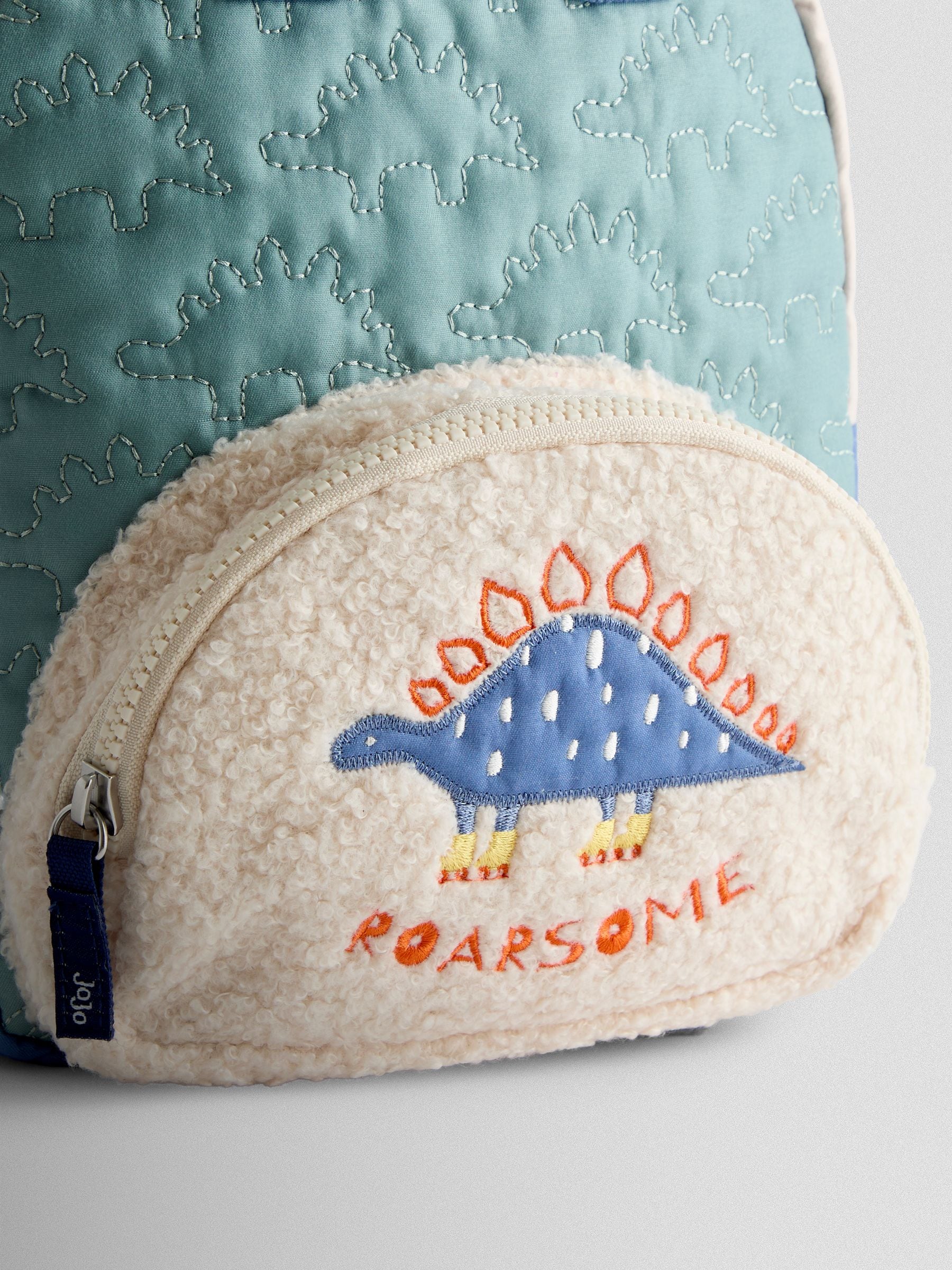JoJo Maman Bébé green dino quilted backpack, imported from the UK