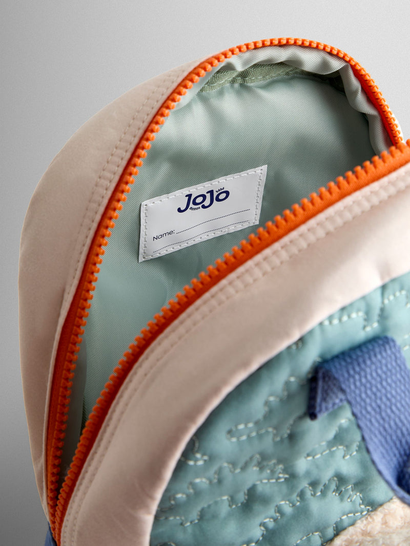 JoJo Maman Bébé green dino quilted backpack, imported from the UK