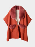 Joe Browns orange boho fur-collar wrap cover-up (British brand)