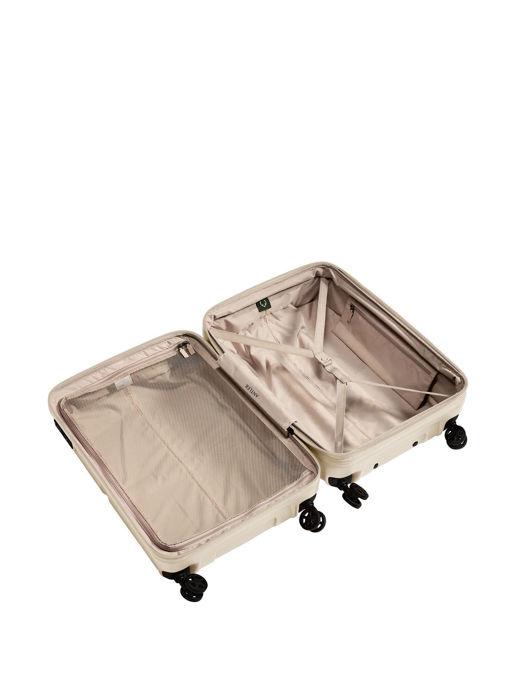 Antler Single Stripe medium hardside suitcase in Cream (British brand)