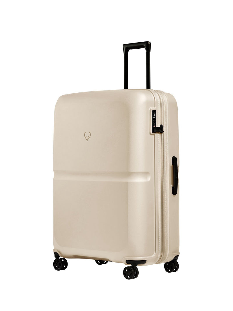 Antler large hardside suitcase cream single stripe, imported from the UK