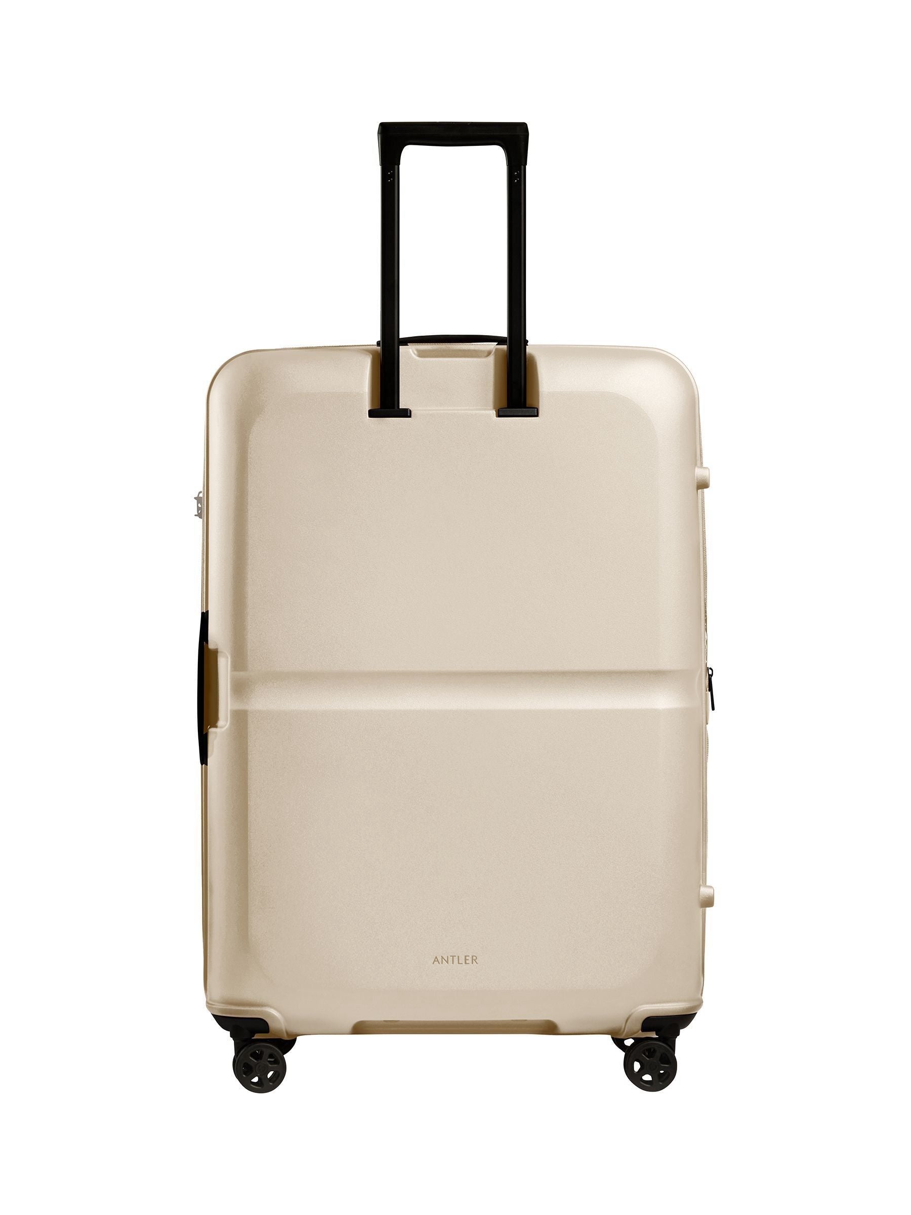 Antler large hardside suitcase cream single stripe, imported from the UK