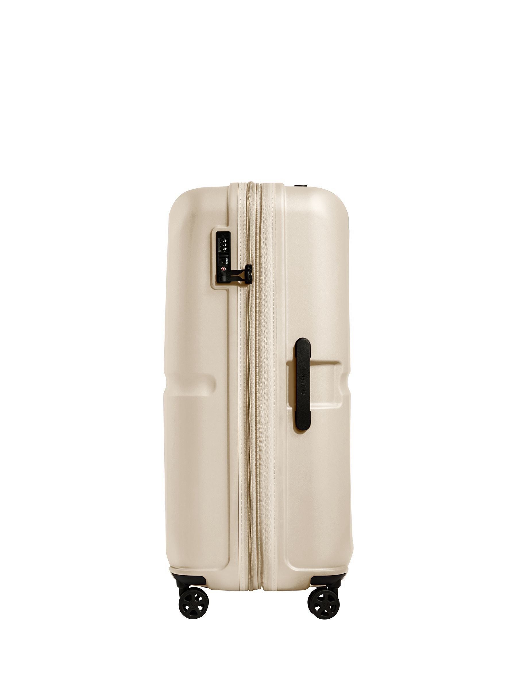 Antler large hardside suitcase cream single stripe, imported from the UK