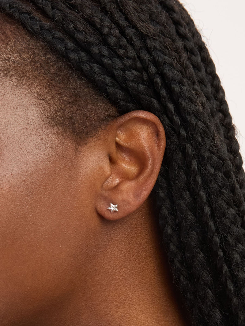 Simply Silver mini polished star stud earrings sterling silver (British brand)