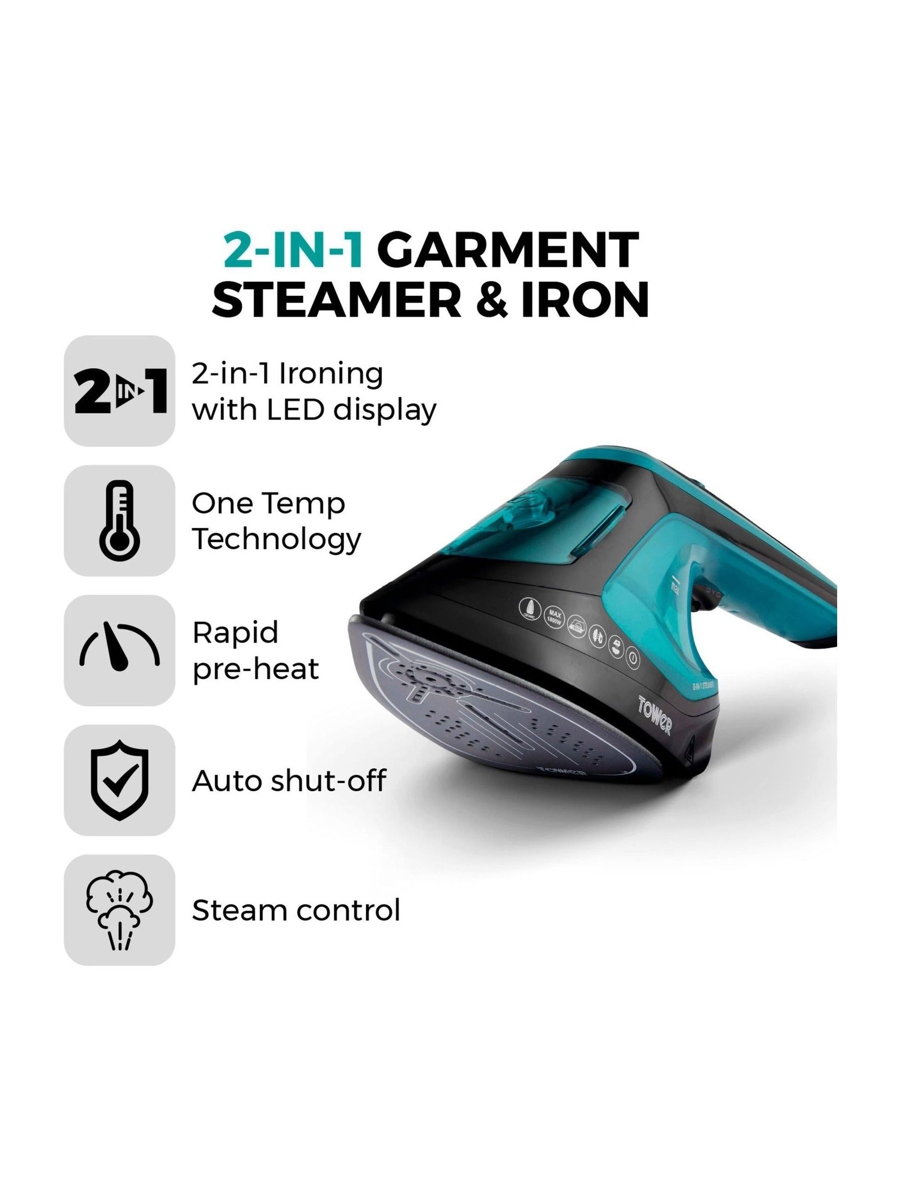 Tower 2-in-1 Hand Garment Steamer, imported from the UK