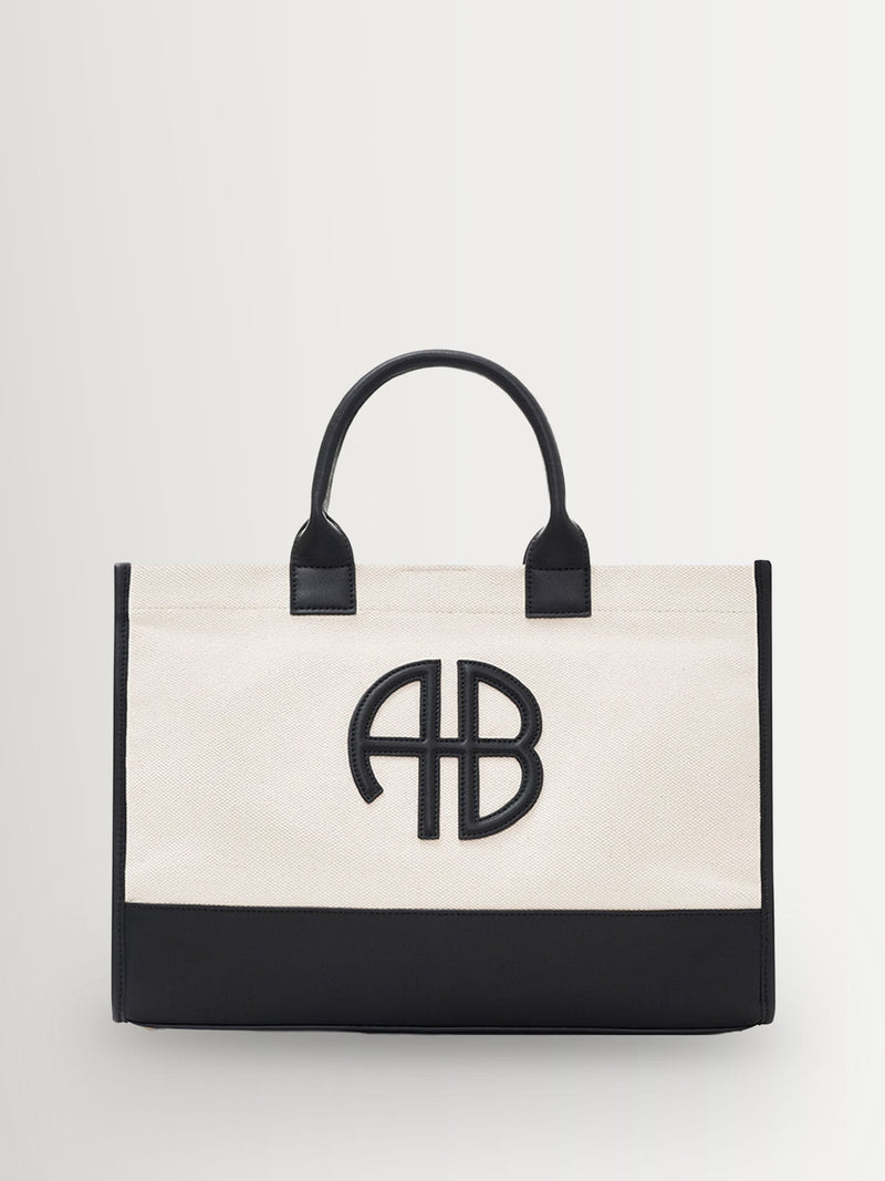 ANINE BING white canvas medium Lara tote (British brand)