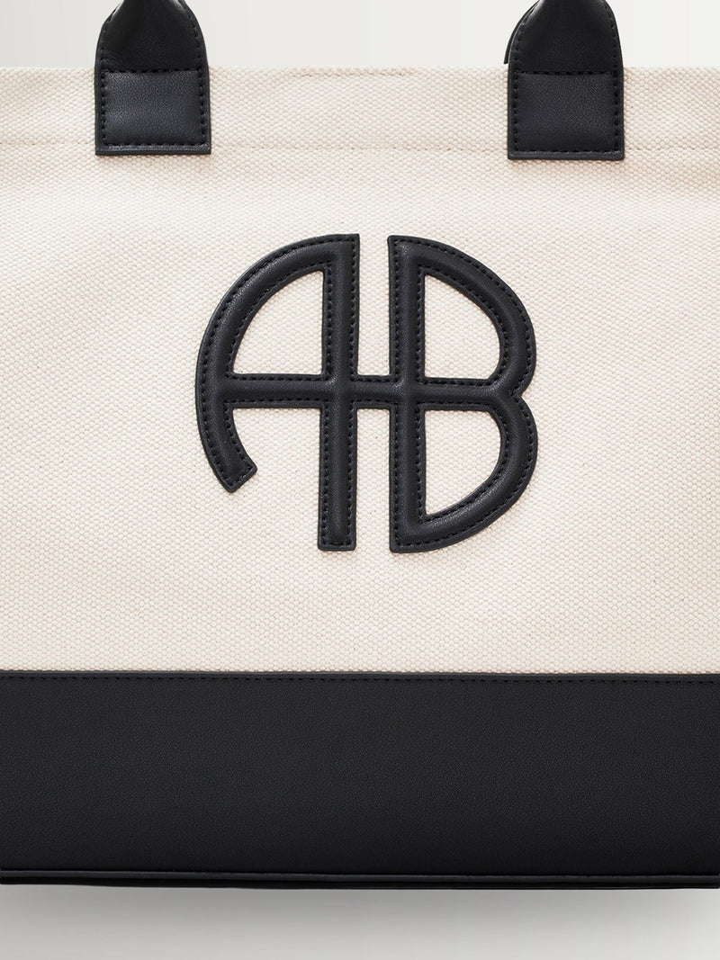 ANINE BING white canvas medium Lara tote (British brand)