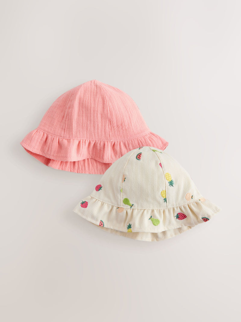 Bright Fruit Embroidered Baby Bucket Hats 2 Pack