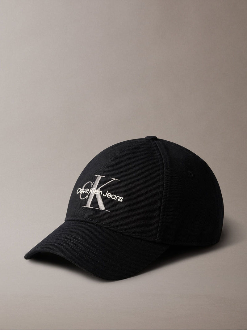 Calvin Klein black embroidered monogram logo baseball cap, UK version