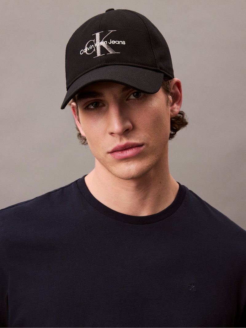 Calvin Klein black embroidered monogram logo baseball cap, UK version