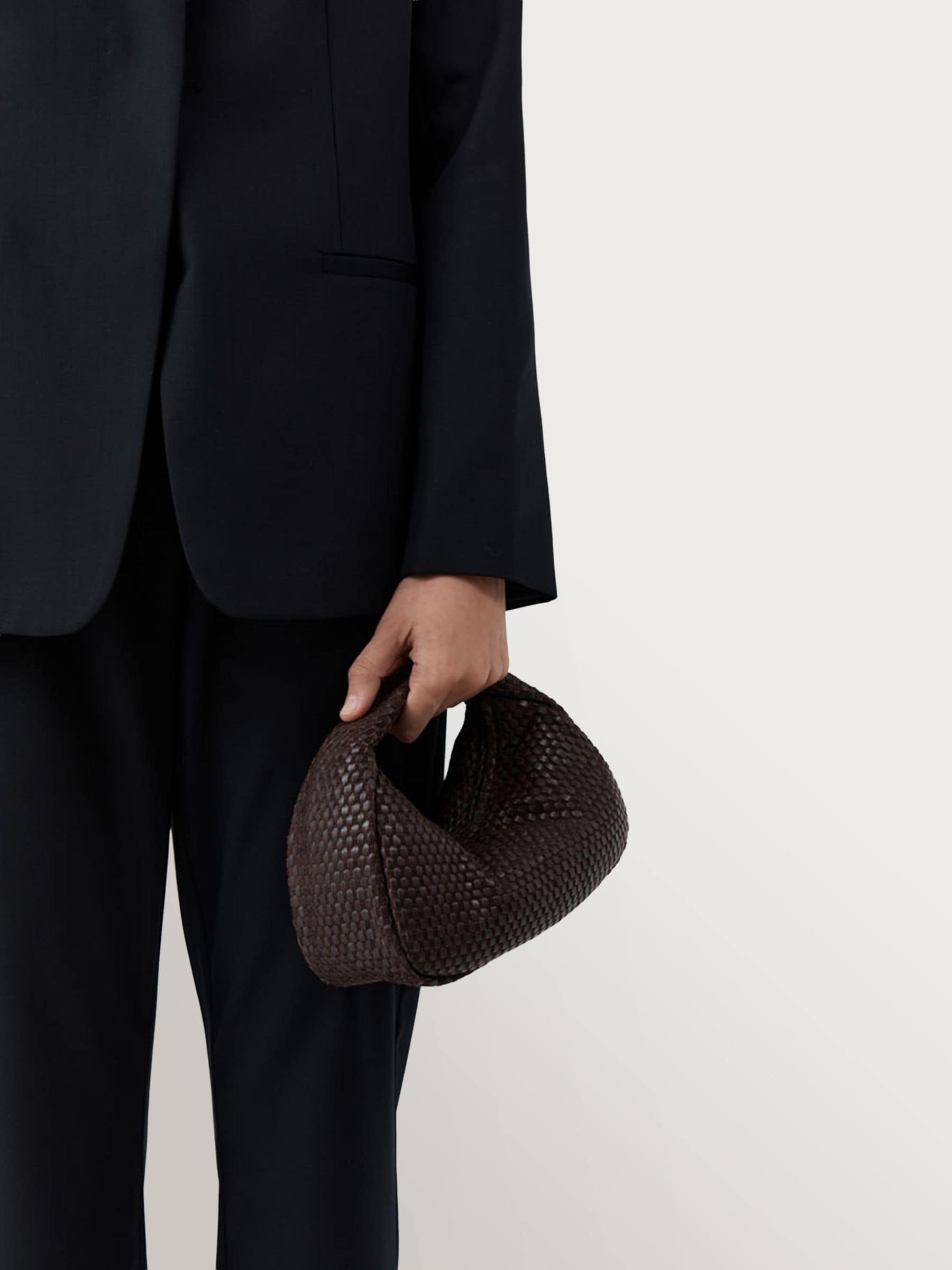St Agni Brown Lattice Weave Bon Bon Bag, UK version