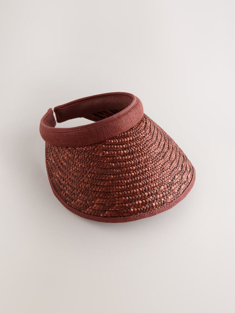 Chocolate brown straw visor (British brand)
