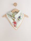 Cream floral triangle headscarf with cross-stitch detail, UK version