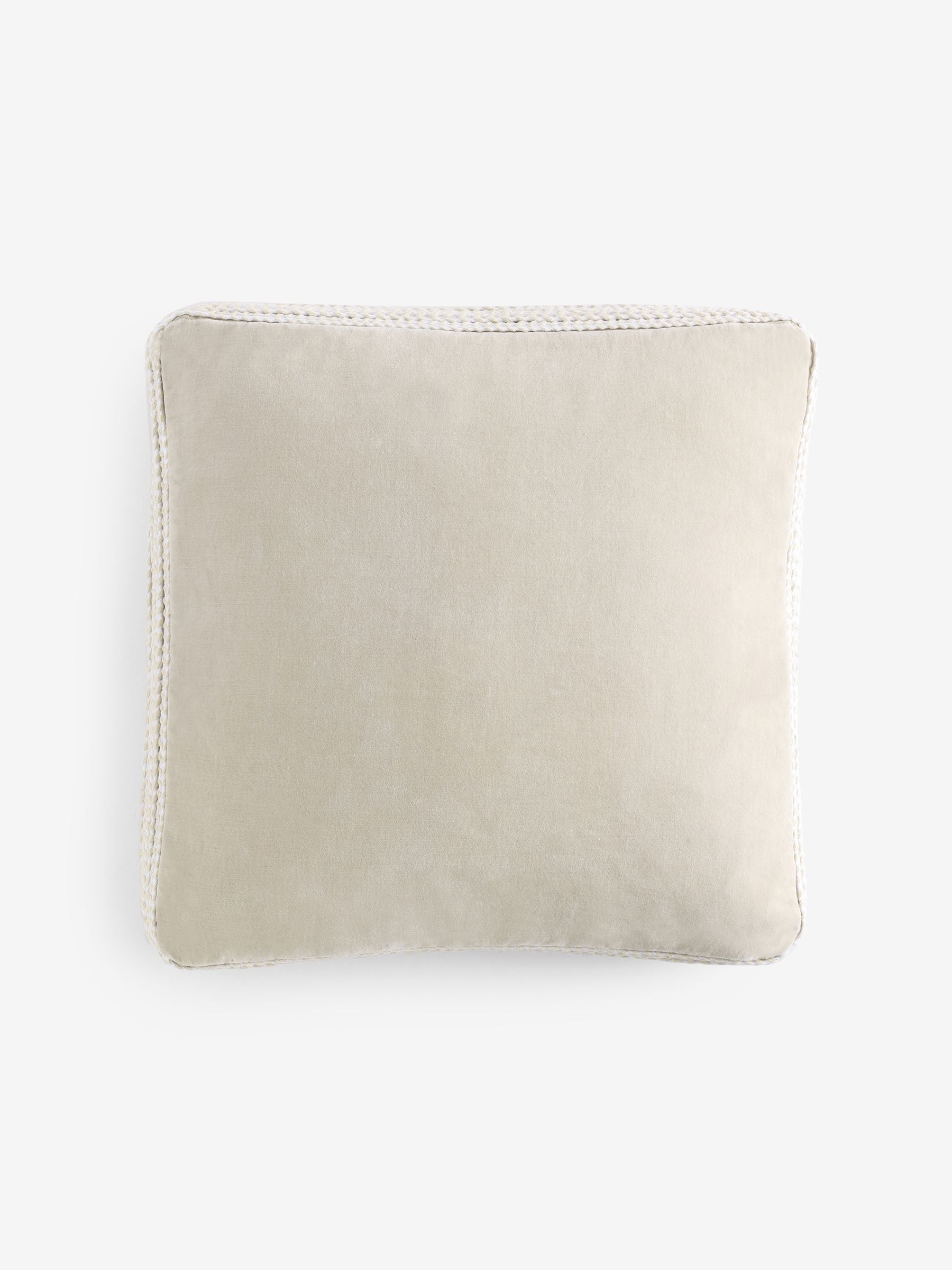 Natural cotton velvet cushion plait edge 50x50cm (British brand)