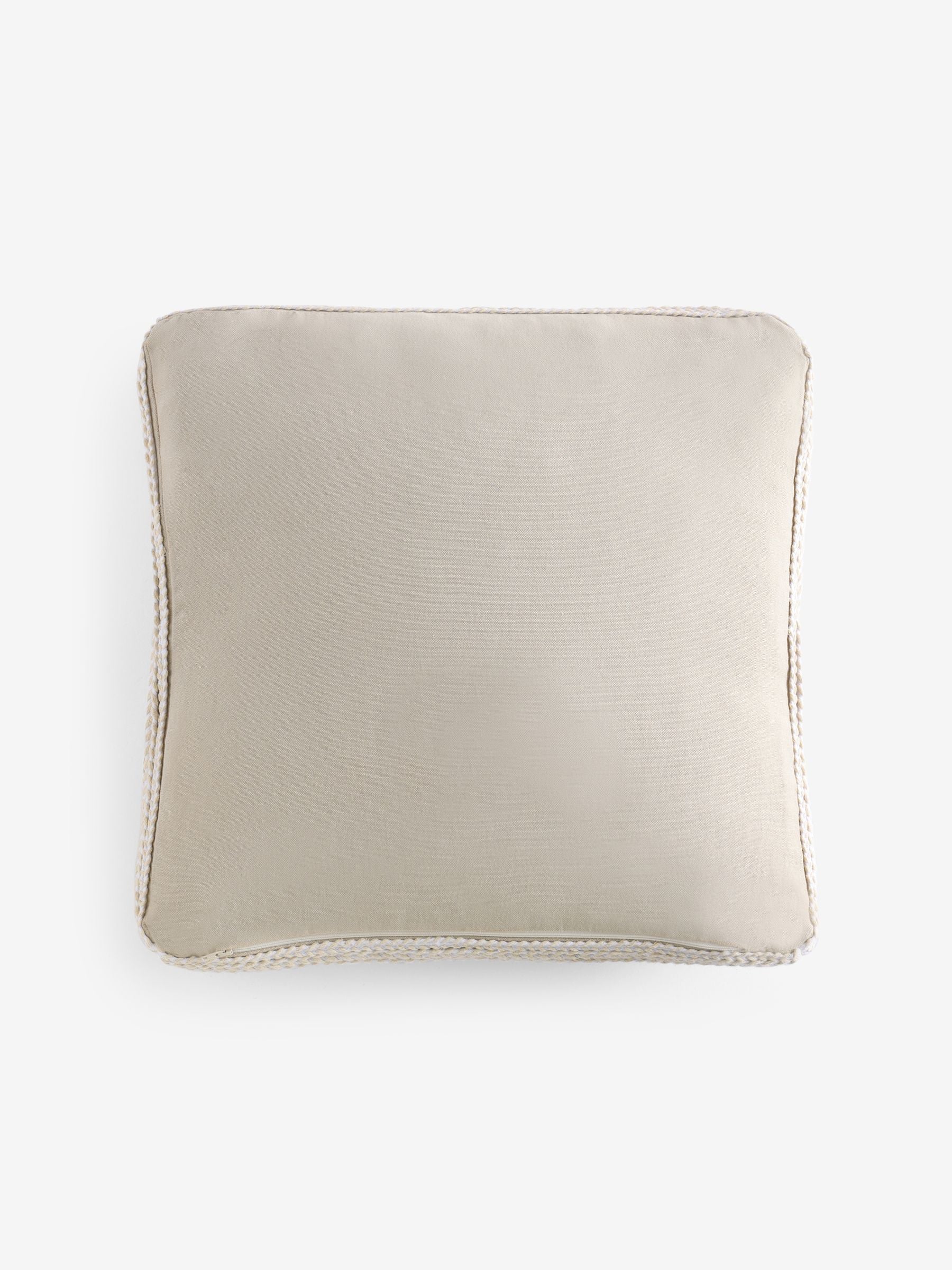 Natural cotton velvet cushion plait edge 50x50cm (British brand)