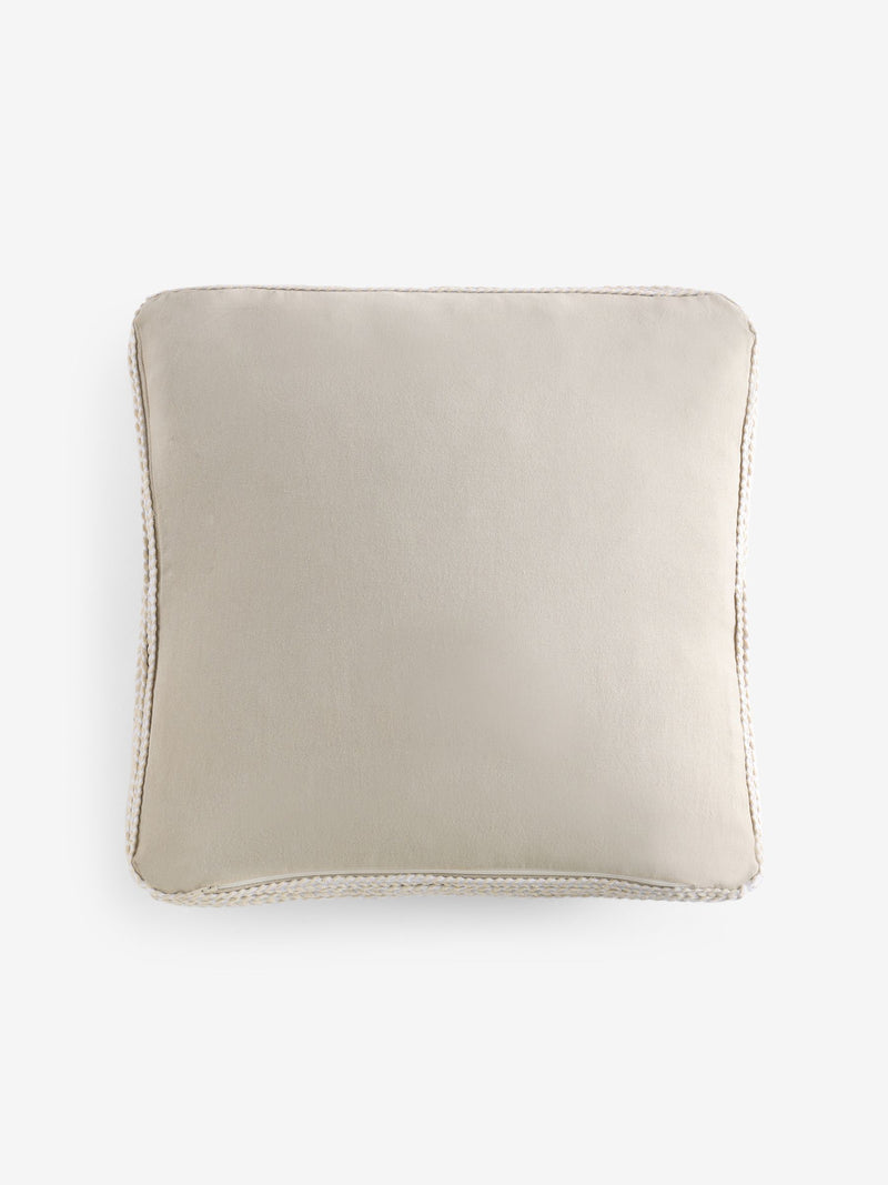 Natural cotton velvet cushion plait edge 50x50cm (British brand)