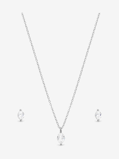 Simply Silver 925 Sterling Silver Cubic Zirconia Marquise Set