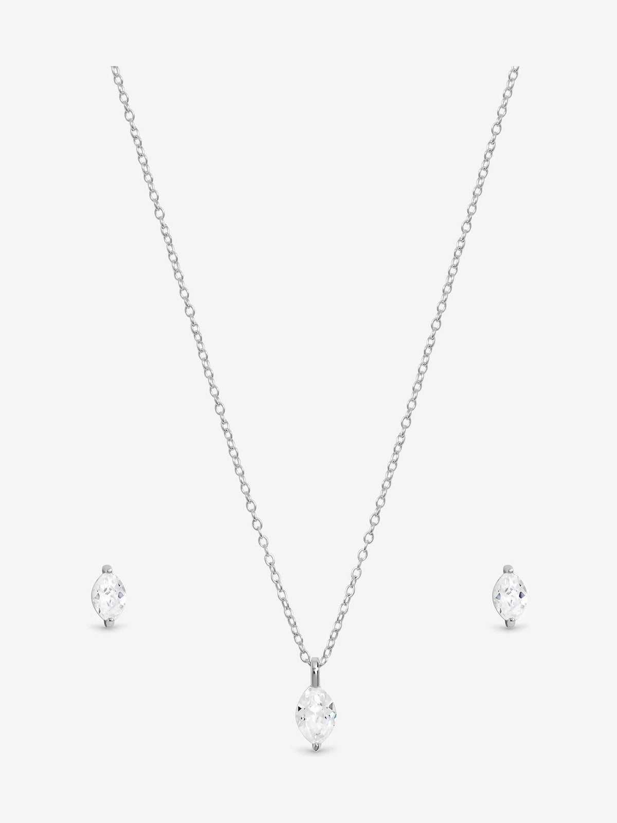 Simply Silver 925 Sterling Silver Cubic Zirconia Marquise Set