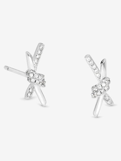 Next Simply Silver Polished and Pave Love Knot Stud Earrings- Buy online at McGrocer