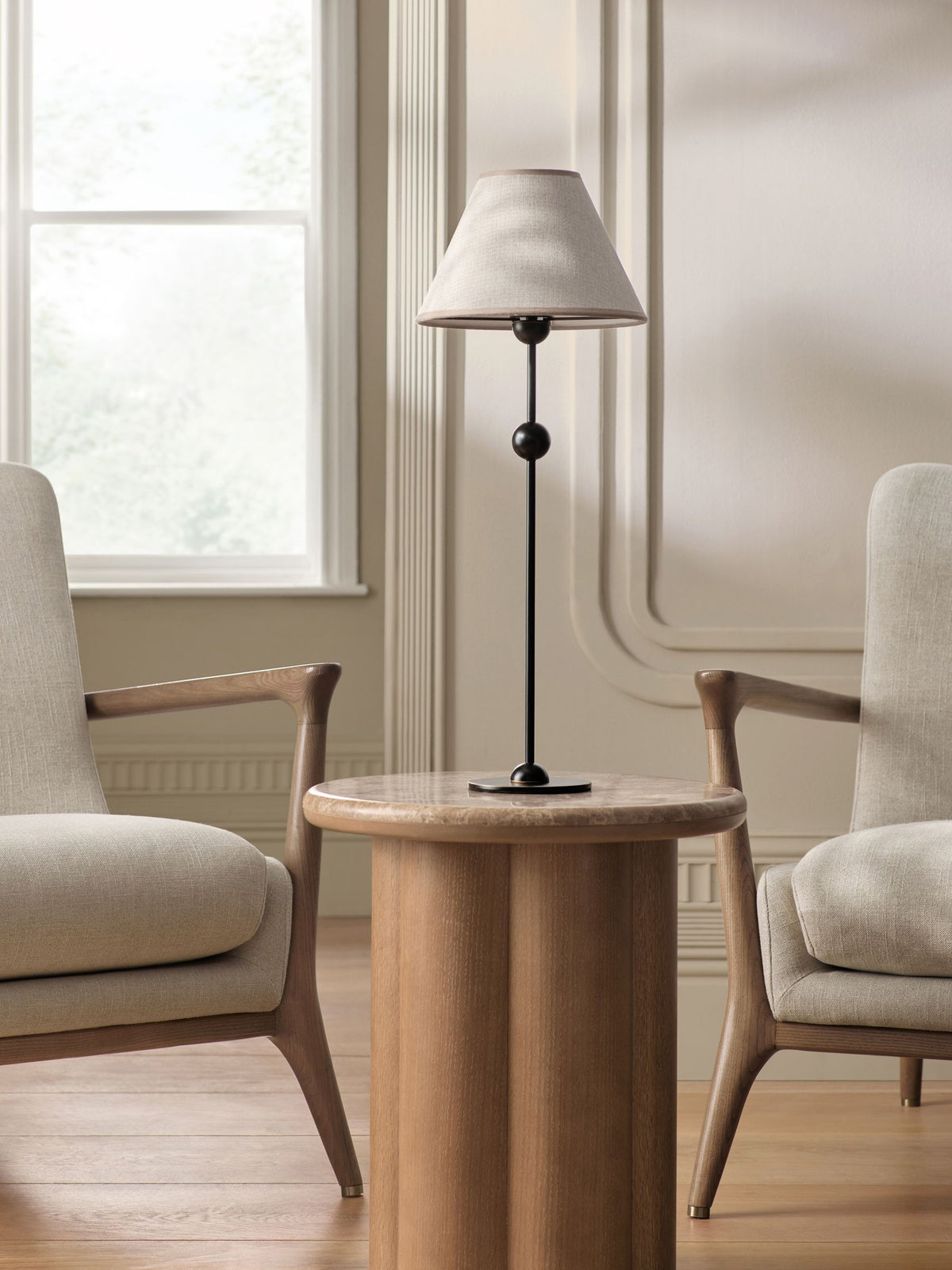 Staverton cordless table lamp black fabric shade, UK version