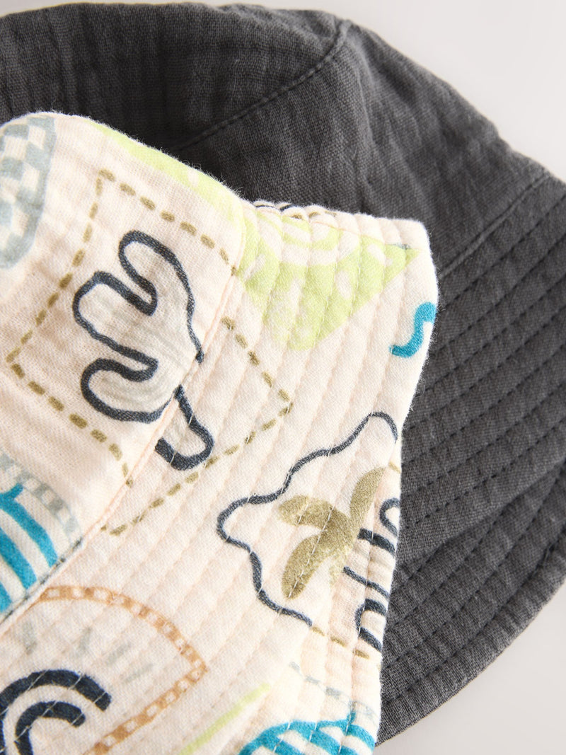 Baby bucket hats grey stampy printed 2 pack, imported from the UK
