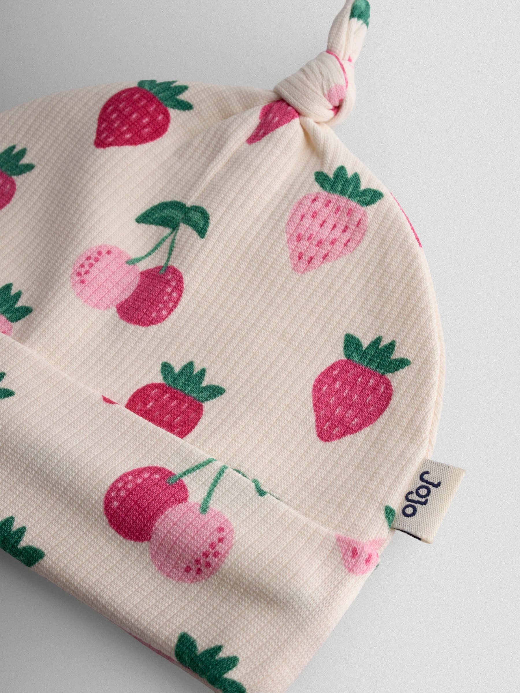 JoJo Maman Bébé pink strawberry 2-pack hats (British brand)