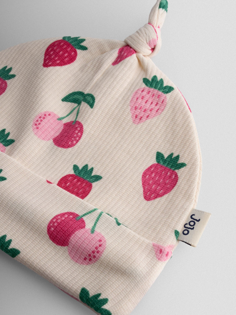 JoJo Maman Bébé pink strawberry 2-pack hats (British brand)
