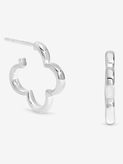 Next Simply Silver 925 Sterling Silver Polished Clover Hoop Earrings- Buy online at McGrocer